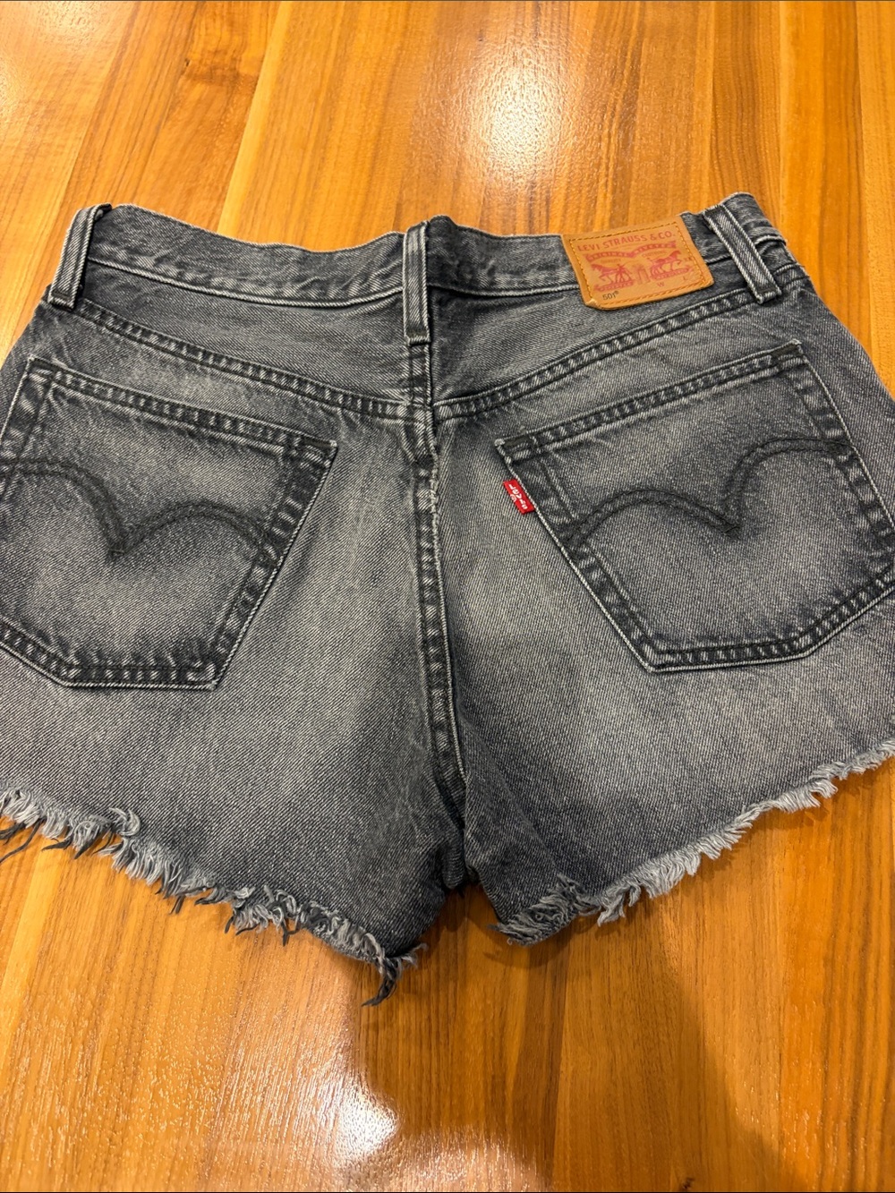 Levi's Women's Washed Black Denim Cutoff Shorts